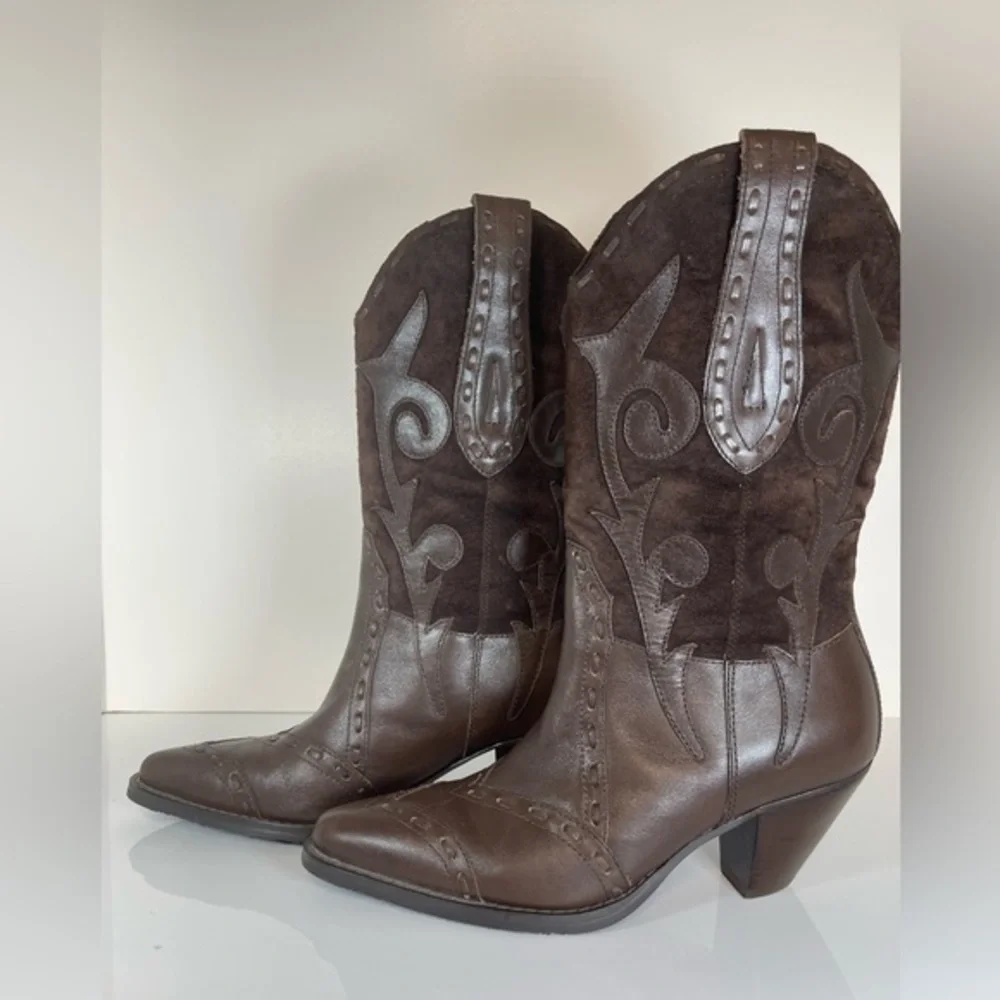 Bass Palomino Cowboy Boots Size 6.5 Color Brown - Picture 3 of 9